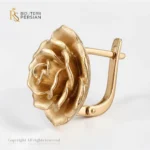Set Aur Galben 14K Model Trandafir Sculptat 3D – Rose Flower Collection - imagine 5