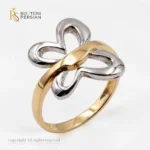 Inel aur bicolor fluture din aur 14K cu aripioare din aur alb si corp din aur galben lucios