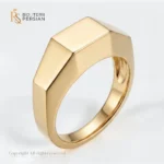 Inel din aur galben 14K cu design geometric fatetat si suprafata neteda finisata lucios