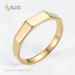 Inel aur galben placuta din aur 14K cu suprafata neteda dreptunghiulara si finisaj lucios de oglinda