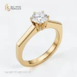 Inel aur galben solitar clasic din aur 14K cu piatra centrala rotunda montata in 6 gheruțe elegante