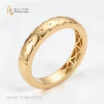 Inel aur galben steluțe din aur 14K cu gravura stelara diamantata pe intreaga suprafata si retea interioara ajurata