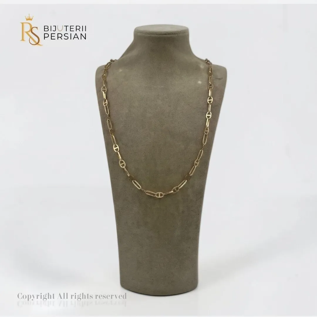 lant-aur-galben-14k-zale-anchor-paperclip-bijuterii-persian Lant din aur galben 14K cu zale alternate stil marin anchor si zale dreptunghiulare stil paperclip