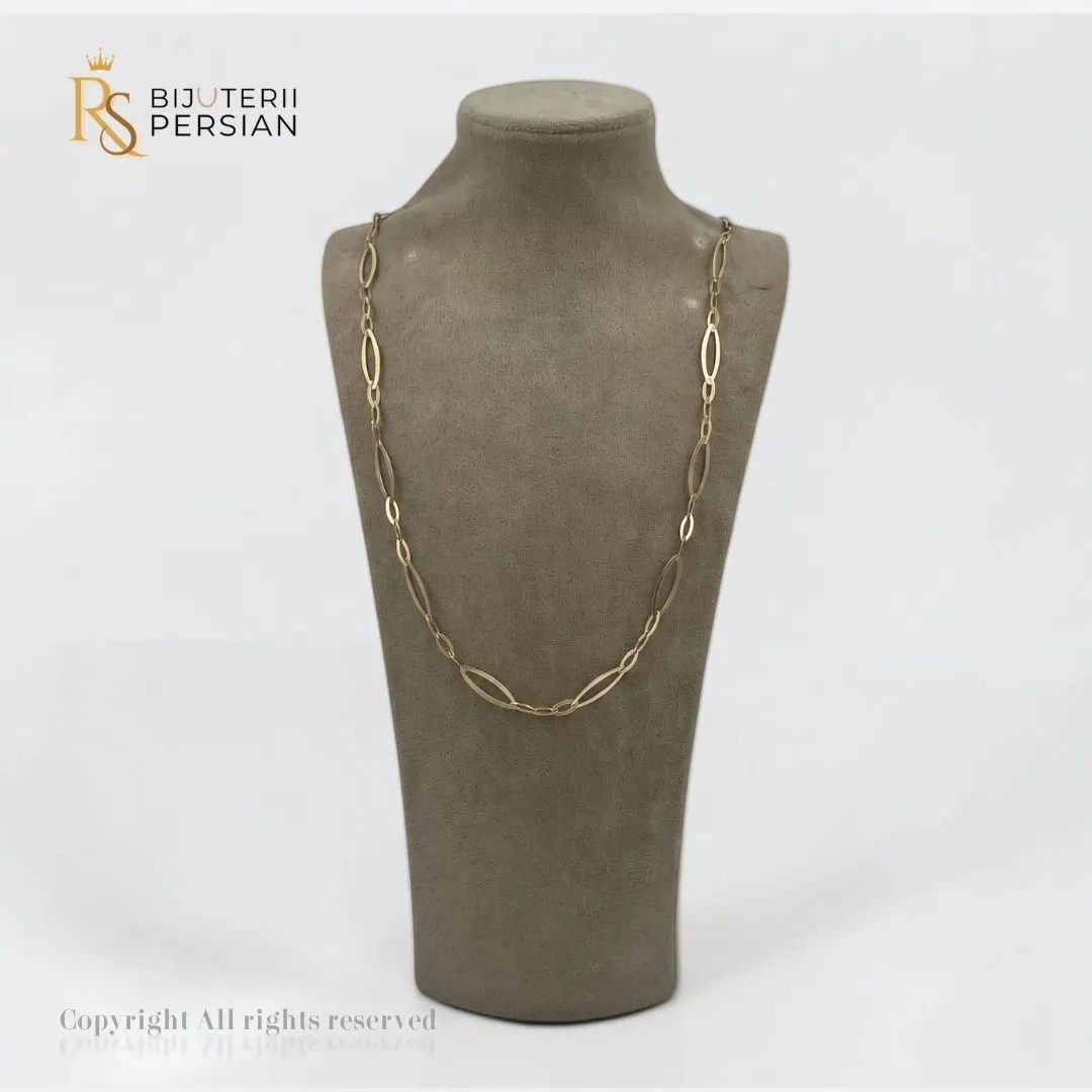 lant-aur-galben-14k-zale-ovale-alungite-bijuterii-persian Lant din aur galben 14K cu zale ovale alungite si profil subtire finisat lucios