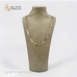 Lant din aur galben 14K cu zale dreptunghiulare alungite stil paperclip lat si suprafata lucioasa