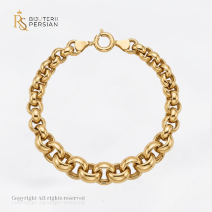 Brățară masivă din aur galben 14K model Rolo Belcher cu zale rotunde îmbinate și închizătoare inelară Bijuterii Persian