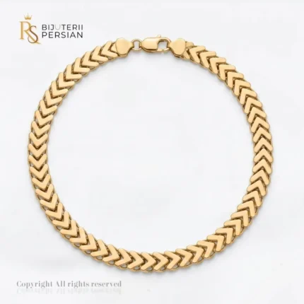 Bratara aur galben barbati cu zale chevron din aur 14K cu zale masive in forma de V polizate la calitate oglinda
