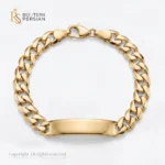 Bratara aur galben copii cu placuta gravabila din aur 14K cu lant curbed cartier si inchizatoare sigura