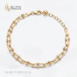 Bratara aur galben dama cu zale si bile din aur 14K cu zale alungite si bile cu taietura diamantata