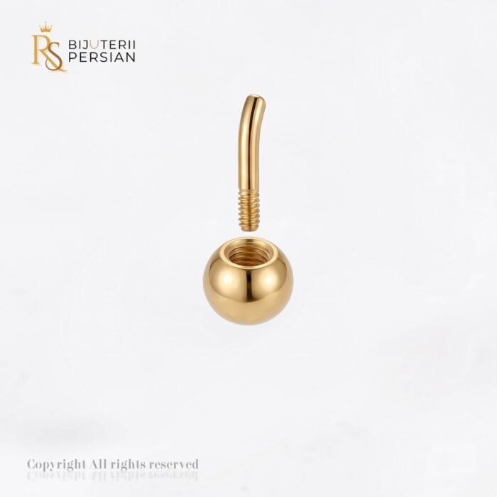 Cercei aur galben lungi cu bila din aur 14K cu forma alungita de picatura si sistem de inchidere cu bila insurubata