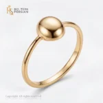 Inel aur galben cu bila sferica neteda din aur 14K fara pietre cu suprafata polizata la luciu oglinda