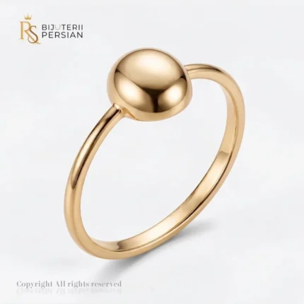 Inel aur galben cu bila sferica neteda din aur 14K fara pietre cu suprafata polizata la luciu oglinda