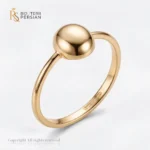 Inel aur galben cu bila sferica neteda din aur 14K fara pietre cu suprafata polizata la luciu oglinda