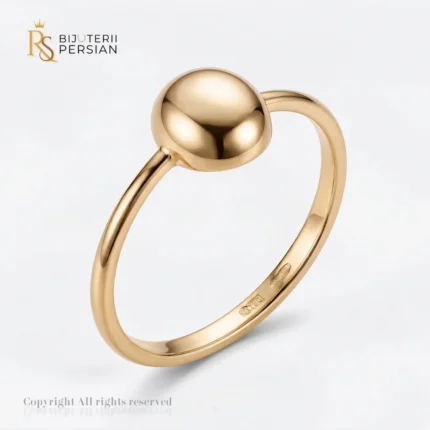 Inel aur galben cu bila sferica neteda din aur 14K fara pietre cu suprafata polizata la luciu oglinda