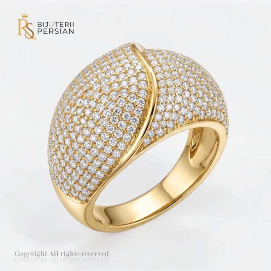 inel-aur-galben-cu-pavaj-bogat-de-zirconiu-14k-bijuterii-persian Inel aur galben cu pavaj zirconiu din aur 14K cu coroana lata si micro-pave de cristale stralucitoare