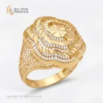 Inel aur galben floare filigran din aur 14K cu petale gravate diamantat si structura ajurata fara pietre
