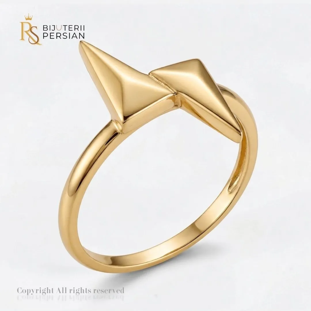 inel-aur-galben-tip-fulger-geometric-14k-bijuterii-persian Inel aur galben tip fulger geometric din aur 14K fara pietre cu suprafete tridimensionale polizate la luciu oglinda