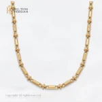 Lant aur galben model grecesc versace din aur 14K cu zale tubulare si gravura geometrica clasica