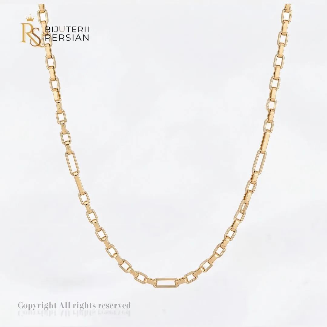 lant-aur-galben-zale-dreptunghiulare-texturate-14k-bijuterii-persian Lant aur galben zale dreptunghiulare texturate din aur 14K cu zale mate si segmente alungite polizate