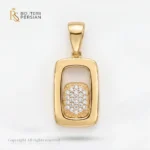 Pandantiv aur galben dreptunghiular cu zirconiu din aur 14K cu rama exterioara si placa interioara pavata cu cristale briliant
