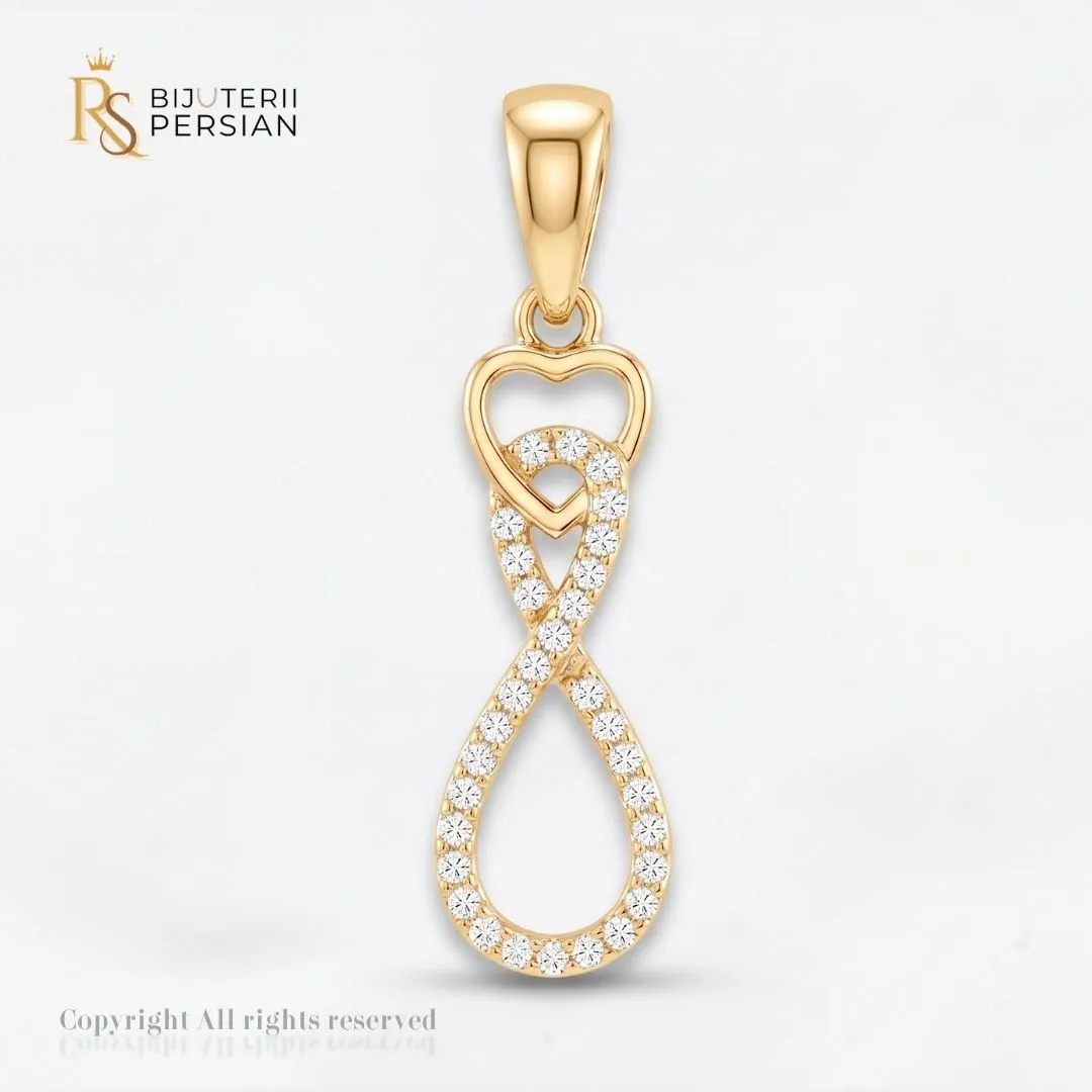 pandantiv-aur-galben-infinit-cu-inima-14k-bijuterii-persian Pandantiv aur galben infinit cu inima din aur 14K cu contur pavat cu zirconii si inimioara din aur polizata