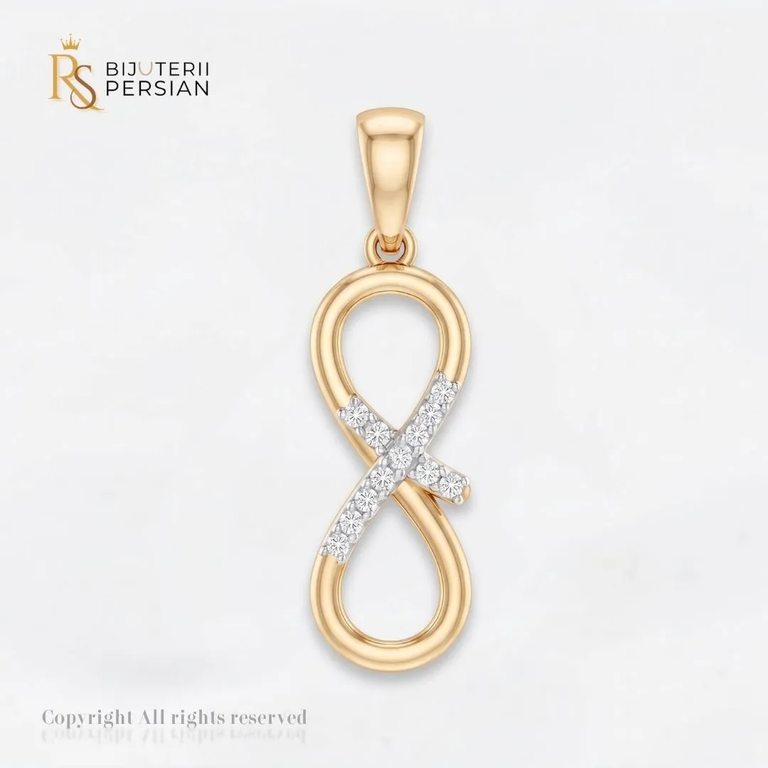 pandantiv-aur-galben-infinit-minimalist-14k-bijuterii-persian Pandantiv Aur Galben 14K Infinit Minimalist cu Zirconiu – Modern Infinity Gold Pendant - imagine 1