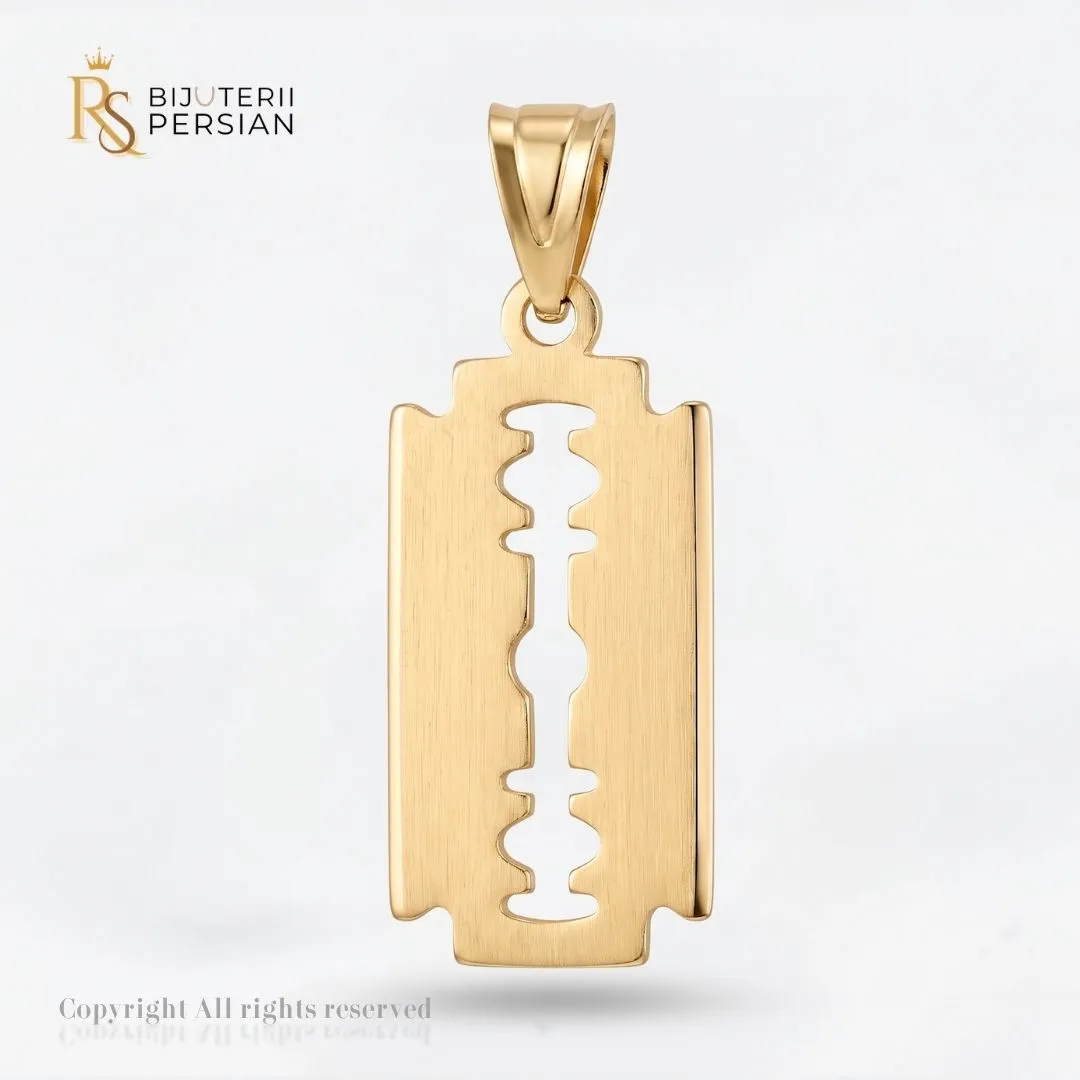 pandantiv-aur-galben-lama-de-ras-14k-bijuterii-persian Pandantiv aur galben lama de ras din aur 14K cu textura satinata si margini polizate la luciu oglinda