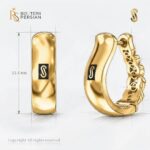 Cercei aur galben 14K Monaco Plain Hoops originali cu finisaj neted polizat la luciu oglinda si sigla Monaco