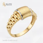Ghiul din aur bicolor 14K pentru bărbați fără pietre cu platou mat și umeri în stil brățară Rolex Bijuterii Persian