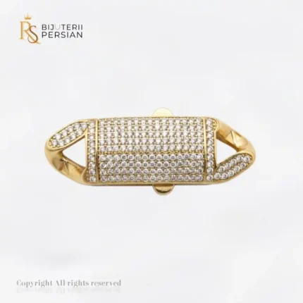 Închizătoare din aur galben 14K tip Cuban Box Clasp pavată cu pietre zirconiu Bijuterii Persian