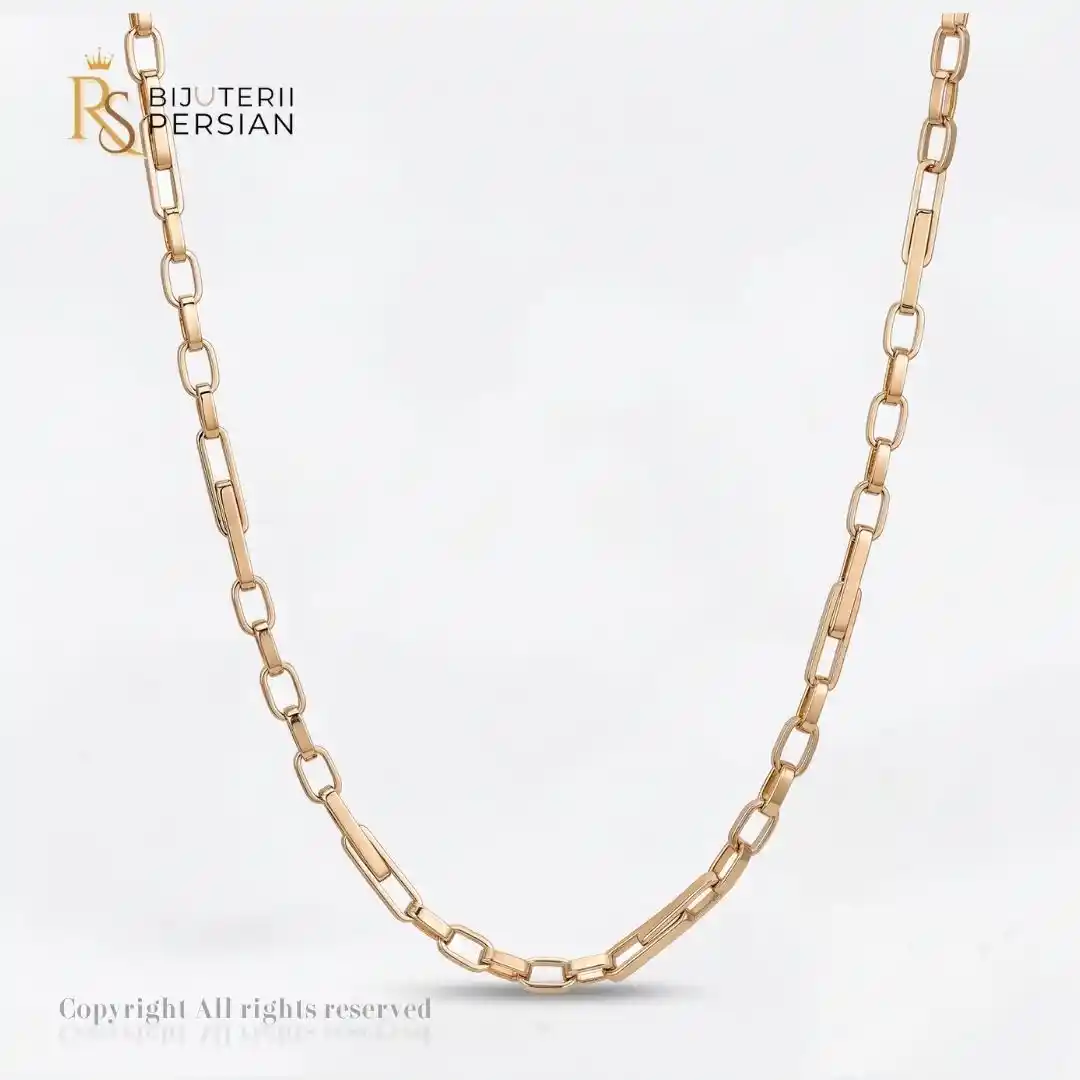 lant-aur-galben-14k-zale-dreptunghiulare-3-1-bijuterii-persian Lant aur galben 14K zale dreptunghiulare 3+1 polizate la luciu oglinda