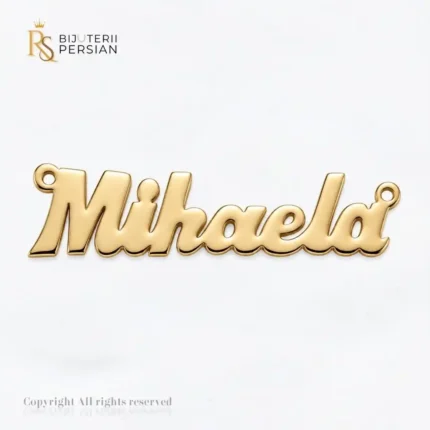 Pandantiv din aur galben 14K personalizat cu numele Mihaela Bijuterii Persian