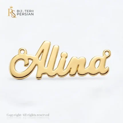 Pandantiv din aur galben 14K personalizat cu numele Alina realizat la comandă Bijuterii Persian